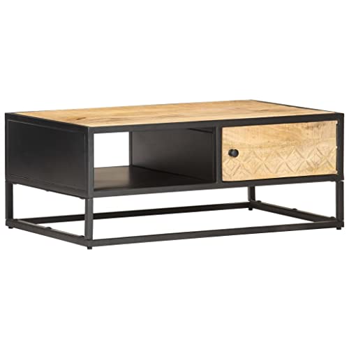 WRJENFSC Industrieller Couchtisch mit Geschnitzter Tür Raues Mangoholz 90x55x36 cm Vintage-Charme Robust für Wohnzimmer Beistelltisch oder Nachttisch WRJENFSC Industrieller Couchtisch mit Geschnitzter Tür Raues Mangoholz 90x55x36 cm Vintage-Charme Robust für Wohnzimmer Beistelltisch oder Nachttisch von WRJENFSC