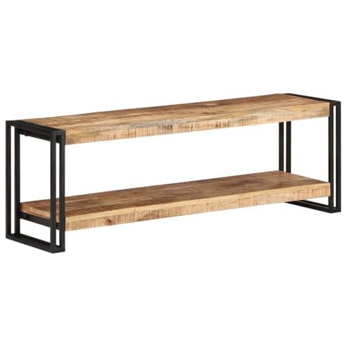 WRJENFSC Industrieller TV-Schrank aus rauem Mangoholz 120x30x40 cm Lowboard mit Ablagefach für Wohnzimmer und Schlafzimmer von WRJENFSC