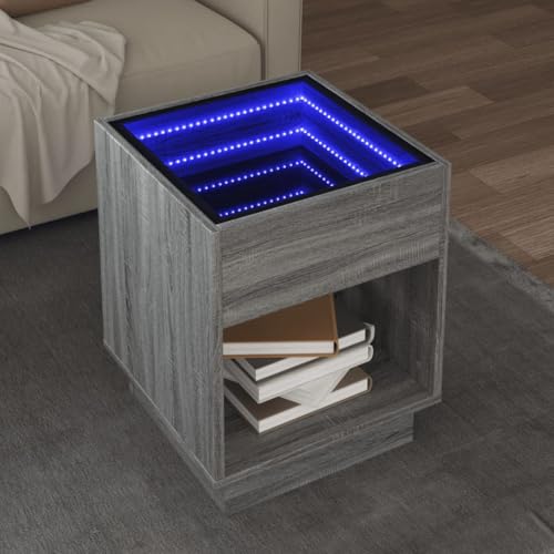 WRJENFSC Infinity LED Couchtisch Grau Sonoma 40x40x50 cm mit RGB Beleuchtung Holzwerkstoff Glas für Wohnzimmer Schlafzimmer WRJENFSC Infinity LED Couchtisch Grau Sonoma 40x40x50 cm mit RGB Beleuchtung Holzwerkstoff Glas für Wohnzimmer Schlafzimmer von WRJENFSC