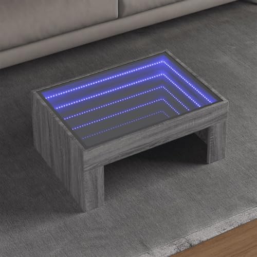 WRJENFSC Infinity-LED Couchtisch Grau Sonoma 70x50x30 cm mit RGB-Beleuchtung Robuster Holzwerkstoff Tisch als Beistelltisch oder Nachttisch für Wohnzimmer und Schlafzimmer WRJENFSC Infinity-LED Couchtisch Grau Sonoma 70x50x30 cm mit RGB-Beleuchtung Robuster Holzwerkstoff Tisch als Beistelltisch oder Nachttisch für Wohnzimmer und Schlafzimmer von WRJENFSC
