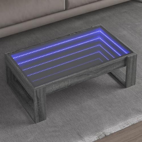 WRJENFSC Infinity LED Couchtisch Grau Sonoma 90x53x30 cm mit RGB Beleuchtung Vielseitig als Beistelltisch oder Nachttisch für Wohnzimmer und Schlafzimmer WRJENFSC Infinity LED Couchtisch Grau Sonoma 90x53x30 cm mit RGB Beleuchtung Vielseitig als Beistelltisch oder Nachttisch für Wohnzimmer und Schlafzimmer von WRJENFSC