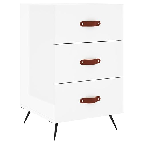 WRJENFSC Kleiner Beistelltisch Betttisch Bedside Tables Coffee Table - Nachttisch Hochglanz-Weiß 40x40x66 cm Holzwerkstoff für Büro Jugendzimmer Wohnzimmer Schlafzimmer von WRJENFSC