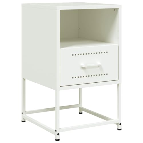 WRJENFSC Kleiner Beistelltisch Betttisch Bedside Tables Coffee Table - Nachttisch Weiß 36x39x60,5 cm Stahl für Jugendzimmer Schlafzimmer Büro Wohnzimmer von WRJENFSC