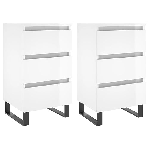 WRJENFSC Kleiner Beistelltisch Nachttische Bedside Tables Kleiner Tisch - Nachttische 2 STK. Hochglanz-Weiß 40x35x69 cm Holzwerkstoff für Schlafzimmer Büro Wohnzimmer Jugendzimmer von WRJENFSC
