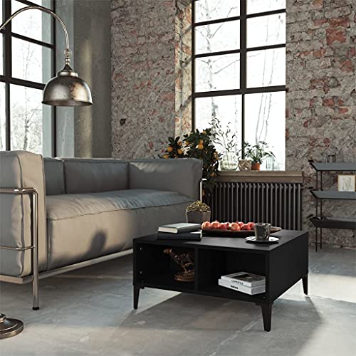 WRJENFSC Kleiner Couchtisch Schwarz aus Holzwerkstoff mit Metallbeinen 60x60x30 cm Modernes Design mit 4 Fächern Stauraum Robust Langlebig für Wohnzimmer Beistelltisch WRJENFSC Kleiner Couchtisch Schwarz aus Holzwerkstoff mit Metallbeinen 60x60x30 cm Modernes Design mit 4 Fächern Stauraum Robust Langlebig für Wohnzimmer Beistelltisch von WRJENFSC