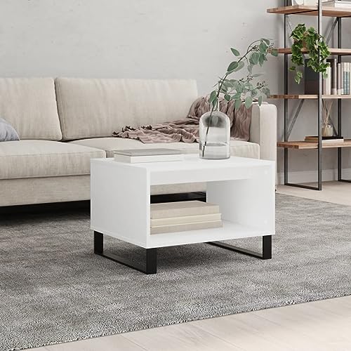 WRJENFSC Kleiner Couchtisch Weiß Beistelltisch aus Holzwerkstoff mit Eisenbeinen 60x50x40 cm für Wohnzimmer mit Stauraum Elegantes Design und Robuste Tischplatte WRJENFSC Kleiner Couchtisch Weiß Beistelltisch aus Holzwerkstoff mit Eisenbeinen 60x50x40 cm für Wohnzimmer mit Stauraum Elegantes Design und Robuste Tischplatte von WRJENFSC