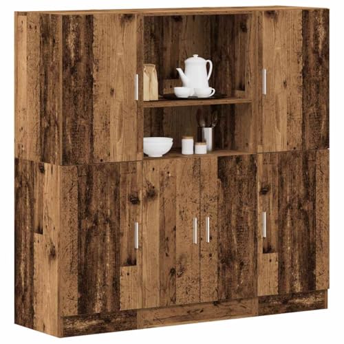 WRJENFSC Küchenregal-Set Wandregal Altholz-Optik Holzwerkstoff 133x41.5x131.5 cm mit Fächern und Ablagen für Küche Büro Aufbewahrung WRJENFSC Küchenregal-Set Wandregal Altholz-Optik Holzwerkstoff 133x41.5x131.5 cm mit Fächern und Ablagen für Küche Büro Aufbewahrung von WRJENFSC