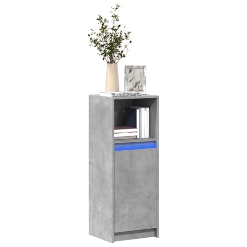 WRJENFSC LED Sideboard Betongrau 38x34x100 cm Holzwerkstoff Modernes Lowboard mit RGB Beleuchtung Robuste Anrichte für Living Room Flur Schlafzimmer von WRJENFSC