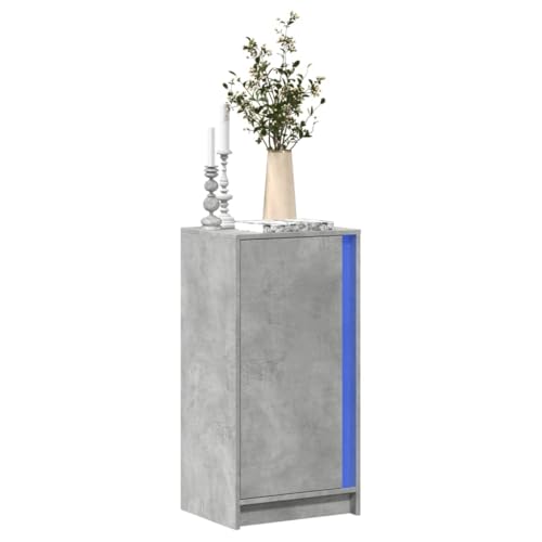 WRJENFSC LED Sideboard Betongrau 42,5x34x85 cm aus Holzwerkstoff und Glas Modernes Sideboard Wohnzimmer mit RGB Beleuchtung und großem Stauraum für Livingroom Flur oder Schlafzimmer WRJENFSC LED Sideboard Betongrau 42,5x34x85 cm aus Holzwerkstoff und Glas Modernes Sideboard Wohnzimmer mit RGB Beleuchtung und großem Stauraum für Livingroom Flur oder Schlafzimmer von WRJENFSC