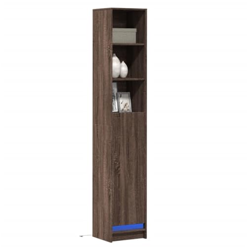 WRJENFSC LED-Sideboard Braun Eichen-Optik 36x32,5x200 cm Holzwerkstoff Haushaltsschrank Sideboard Wohnzimmer Outdoor Küchenschrank Kitchen Cabinet für Büro Kaffeebar Esszimmer Wohnzimmer von WRJENFSC