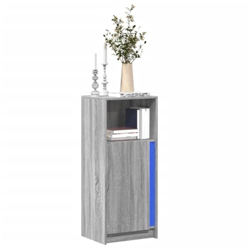 WRJENFSC LED Sideboard Grau Sonoma 42,5×34×100 cm Holzwerkstoff mit RGB Beleuchtung Modernes Lowboard für Flur Wohnzimmer und Büro von WRJENFSC