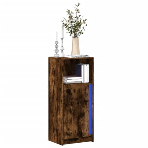 WRJENFSC LED Sideboard Räuchereiche 42,5x34x100 cm Holzwerkstoff mit RGB Beleuchtung Modernes Lowboard für Wohnzimmer Flur oder Schlafzimmer von WRJENFSC