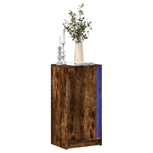 WRJENFSC LED Sideboard Räuchereiche 42,5x34x85 cm Holzwerkstoff mit RGB Beleuchtung und USB Anschluss Modernes Design Viel Stauraum für Living Room Flur und Schlafzimmer von WRJENFSC