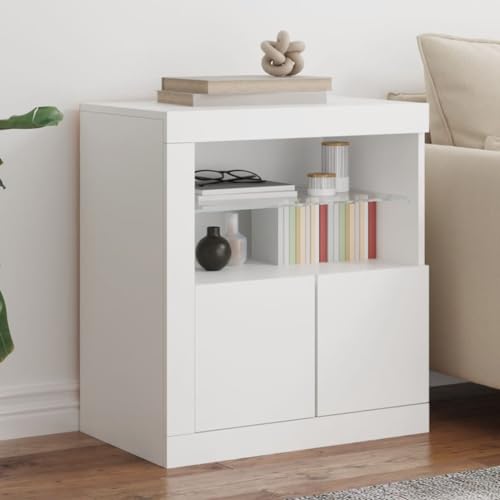 WRJENFSC LED Sideboard Weiß 60,5x37x67 cm Modernes Lowboard mit RGB Beleuchtung aus Holzwerkstoff und Glas viel Stauraum für Wohnzimmer Flur Schlafzimmer WRJENFSC LED Sideboard Weiß 60,5x37x67 cm Modernes Lowboard mit RGB Beleuchtung aus Holzwerkstoff und Glas viel Stauraum für Wohnzimmer Flur Schlafzimmer von WRJENFSC