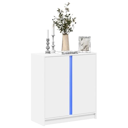 WRJENFSC LED Sideboard Weiß 77x34x85 cm Holzwerkstoff mit RGB Licht Modernes Lowboard für Living Room Flur Schlafzimmer WRJENFSC LED Sideboard Weiß 77x34x85 cm Holzwerkstoff mit RGB Licht Modernes Lowboard für Living Room Flur Schlafzimmer von WRJENFSC