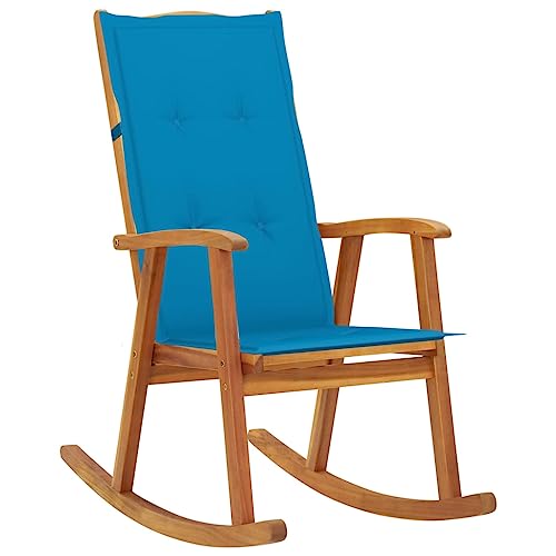 WRJENFSC Lounge-Stuhl Stühle für den Rasen Esszimmerstühle für die Terrasse Schaukelstuhl mit Auflagen Massivholz Akazie Geeignet für Rasen, Strand, Swimmingpool, Garten von WRJENFSC