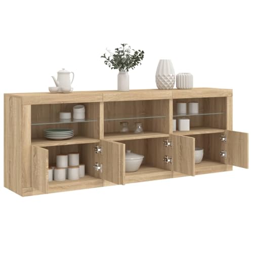 WRJENFSC Lowboard Sideboard Sonoma Eiche 181,5x37x67 cm mit RGB LED Beleuchtung Modernes Holzwerkstoff Buffet für Living Room Flur Esszimmer WRJENFSC Lowboard Sideboard Sonoma Eiche 181,5x37x67 cm mit RGB LED Beleuchtung Modernes Holzwerkstoff Buffet für Living Room Flur Esszimmer von WRJENFSC