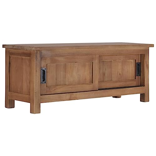 WRJENFSC Massiver TV-Schrank aus Teakholz 90x30x35 cm mit 2 Schiebetüren Rustikales Lowboard oder Sideboard für Wohnzimmer Stauraum Handgefertigt WRJENFSC Massiver TV-Schrank aus Teakholz 90x30x35 cm mit 2 Schiebetüren Rustikales Lowboard oder Sideboard für Wohnzimmer Stauraum Handgefertigt von WRJENFSC
