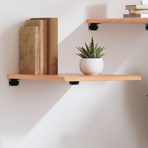 WRJENFSC Massives Eichenholz Wandregal Hellbraun 40x60x2 cm Handgefertigt mit Naturkante für Bücher Deko Pflanzen in Wohnzimmer Badezimmer Küche von WRJENFSC