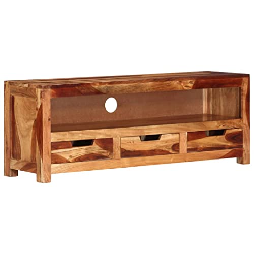 WRJENFSC Massivholz Akazie TV Schrank Lowboard Fernsehtisch 110x30x40 cm mit Schubladen für Wohnzimmer Entertainmentbereich Stauraum von WRJENFSC