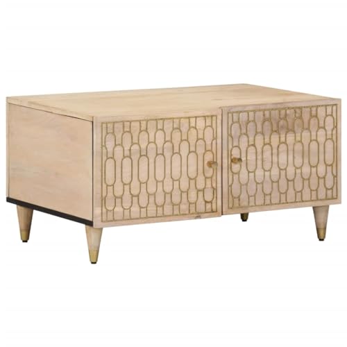 WRJENFSC Massivholz Mango Beistelltisch 80x50x40 cm mit Stauraum & Handgeschnitztem Design, Kleiner Couchtisch mit Tür für Wohnzimmer, Schlafzimmer oder Flur WRJENFSC Massivholz Mango Beistelltisch 80x50x40 cm mit Stauraum & Handgeschnitztem Design, Kleiner Couchtisch mit Tür für Wohnzimmer, Schlafzimmer oder Flur von WRJENFSC