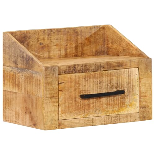 WRJENFSC Massivholz Nachttisch Mango Braun 40x30x30 cm Kompakter Flurtisch mit Schublade für Eingangsbereich und Schlafzimmer Natürliches Design von WRJENFSC