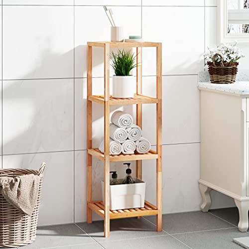 WRJENFSC Massivholz Nussbaum Badregal 36x36x112 cm mit 4 Ablagen und guter Belüftung für Badezimmer Balkon Waschküche von WRJENFSC