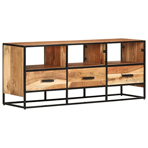 WRJENFSC Massivholz TV-Schrank Akazie 110x30x45 cm mit 3 Schubladen und 3 Fächern Sideboard Lowboard für Wohnzimmer Rustikaler Industrieller Look mit Eisengestell WRJENFSC Massivholz TV-Schrank Akazie 110x30x45 cm mit 3 Schubladen und 3 Fächern Sideboard Lowboard für Wohnzimmer Rustikaler Industrieller Look mit Eisengestell von WRJENFSC