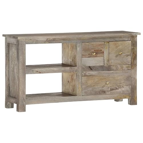 WRJENFSC Massivholz TV-Schrank Retro Lowboard 100x30x55 cm Grau Eichen-Optik mit 2 Fächern 3 Schubladen für Wohnzimmer Möbel WRJENFSC Massivholz TV-Schrank Retro Lowboard 100x30x55 cm Grau Eichen-Optik mit 2 Fächern 3 Schubladen für Wohnzimmer Möbel von WRJENFSC
