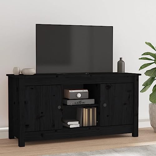 WRJENFSC Massivholz TV-Schrank Schwarz Kiefer 103x36,5x52 cm mit 4 Fächern und 2 Türen Stauraum Lowboard für Wohnzimmer WRJENFSC Massivholz TV-Schrank Schwarz Kiefer 103x36,5x52 cm mit 4 Fächern und 2 Türen Stauraum Lowboard für Wohnzimmer von WRJENFSC