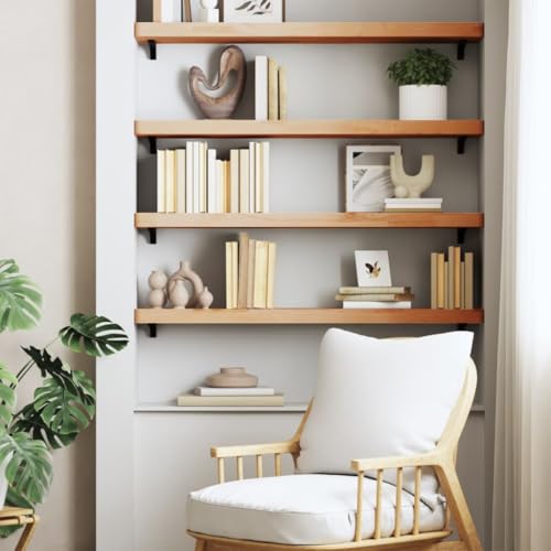 WRJENFSC Massivholz Wandregal Buche 80x20x4 cm Natur Schmal für Wohnzimmer Küche Bad Wandboard Aufbewahrung Deko von WRJENFSC