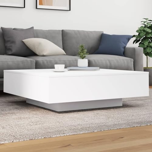 WRJENFSC Moderner Couchtisch Beistelltisch Weiß 100x100x31 cm aus Holzwerkstoff, Stabiles Design für Wohnzimmer Schlafzimmer oder Flur WRJENFSC Moderner Couchtisch Beistelltisch Weiß 100x100x31 cm aus Holzwerkstoff, Stabiles Design für Wohnzimmer Schlafzimmer oder Flur von WRJENFSC