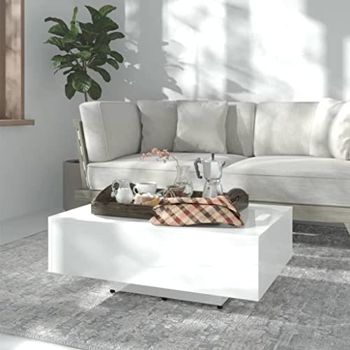 WRJENFSC Moderner Couchtisch Hochglanz-Weiß 85x55x31 cm aus Holzwerkstoff Kleiner Beistelltisch für Wohnzimmer Schlafzimmer mit Stabilem Design WRJENFSC Moderner Couchtisch Hochglanz-Weiß 85x55x31 cm aus Holzwerkstoff Kleiner Beistelltisch für Wohnzimmer Schlafzimmer mit Stabilem Design von WRJENFSC