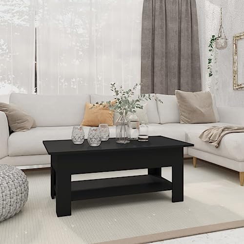WRJENFSC Moderner Couchtisch Schwarz aus Holzwerkstoff 102x55x42 cm mit Zweistufen-Design Beistelltisch für Wohnzimmer und Stauraum WRJENFSC Moderner Couchtisch Schwarz aus Holzwerkstoff 102x55x42 cm mit Zweistufen-Design Beistelltisch für Wohnzimmer und Stauraum von WRJENFSC