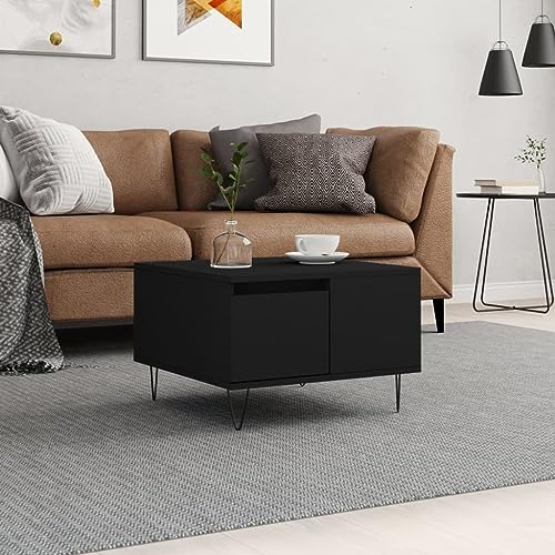 WRJENFSC Moderner Couchtisch Schwarz aus Holzwerkstoff und Metall 55x55x36,5 cm Kleiner Beistelltisch mit Schublade für Stauraum Geeignet als Wohnzimmertisch oder Nachttisch WRJENFSC Moderner Couchtisch Schwarz aus Holzwerkstoff und Metall 55x55x36,5 cm Kleiner Beistelltisch mit Schublade für Stauraum Geeignet als Wohnzimmertisch oder Nachttisch von WRJENFSC