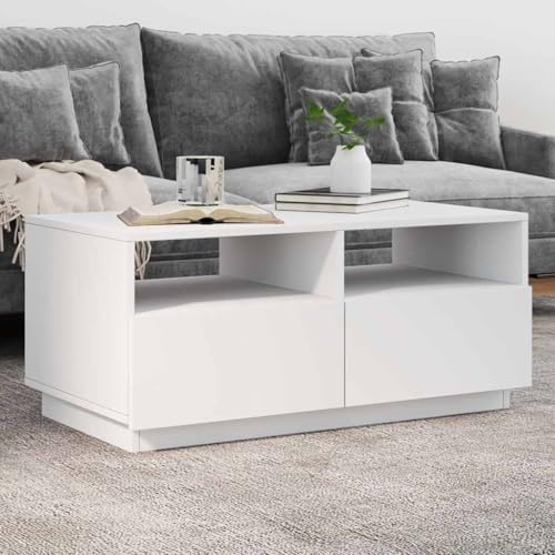 WRJENFSC Moderner Couchtisch mit RGB-LED-Leuchten Weiß 90x49x40 cm Stabiles Design für Wohnzimmer Beistelltisch WRJENFSC Moderner Couchtisch mit RGB-LED-Leuchten Weiß 90x49x40 cm Stabiles Design für Wohnzimmer Beistelltisch von WRJENFSC