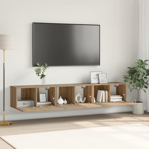 WRJENFSC Moderner TV-Schrank Sideboard Artisan Eiche MDF Braun Rechteckig Wandmontiert für Wohnzimmer 3 Stück mit 6 Türen Mattes Finish Funktional und Platzsparend WRJENFSC Moderner TV-Schrank Sideboard Artisan Eiche MDF Braun Rechteckig Wandmontiert für Wohnzimmer 3 Stück mit 6 Türen Mattes Finish Funktional und Platzsparend von WRJENFSC