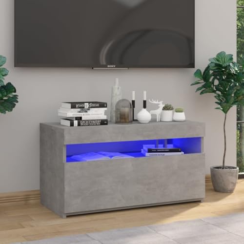 WRJENFSC Moderner TV Schrank mit RGB LED Beleuchtung Betongrau Holzwerkstoff Lowboard 75x35x40 cm für Wohnzimmer Möbel mit Stauraum WRJENFSC Moderner TV Schrank mit RGB LED Beleuchtung Betongrau Holzwerkstoff Lowboard 75x35x40 cm für Wohnzimmer Möbel mit Stauraum von WRJENFSC