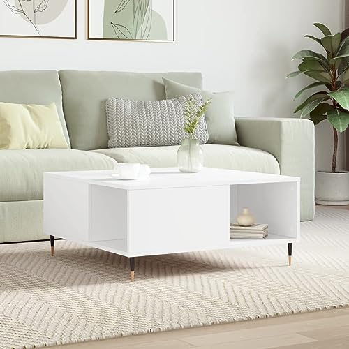 WRJENFSC Moderner Weißer Couchtisch Beistelltisch 80x80x36,5 cm mit Stauraum und Metallbeinen Elegantes Design für Wohnzimmer WRJENFSC Moderner Weißer Couchtisch Beistelltisch 80x80x36,5 cm mit Stauraum und Metallbeinen Elegantes Design für Wohnzimmer von WRJENFSC