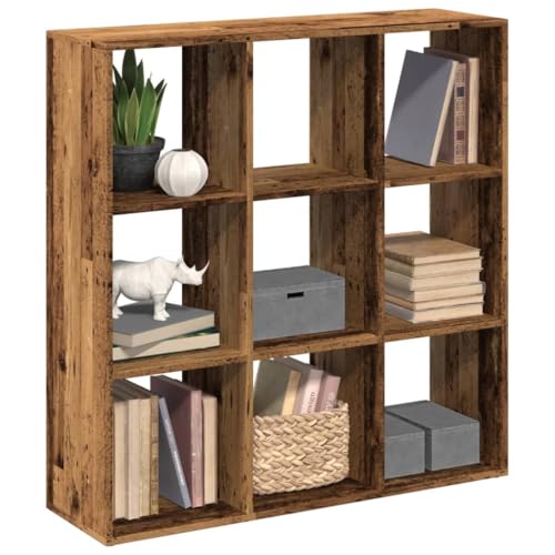 WRJENFSC Modernes Bücherregal Raumteiler in Altholz-Optik 102x29x103,5 cm mit 9 Würfelfächern für Stauraum als Möbel im Wohnzimmer oder Büro WRJENFSC Modernes Bücherregal Raumteiler in Altholz-Optik 102x29x103,5 cm mit 9 Würfelfächern für Stauraum als Möbel im Wohnzimmer oder Büro von WRJENFSC