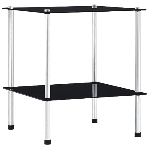 WRJENFSC Modernes Schwarz Glas Regal mit 2 Ablagen 40x40x47cm Hartglas Edelstahl Robust für Wohnzimmer Büro Bad als Vitrine oder Dekoration WRJENFSC Modernes Schwarz Glas Regal mit 2 Ablagen 40x40x47cm Hartglas Edelstahl Robust für Wohnzimmer Büro Bad als Vitrine oder Dekoration von WRJENFSC