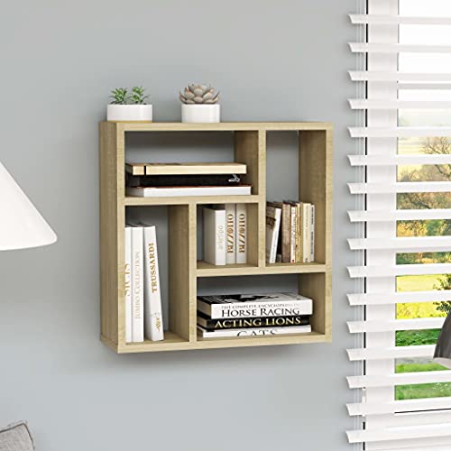 WRJENFSC Modernes Wandregal Sonoma-Eiche 45,1x16x45,1 cm mit 5 Fächern – Robustes Schweberegal für Bücher DVDs und Dekoration in Wohnzimmer Küche oder Bad WRJENFSC Modernes Wandregal Sonoma-Eiche 45,1x16x45,1 cm mit 5 Fächern – Robustes Schweberegal für Bücher DVDs und Dekoration in Wohnzimmer Küche oder Bad von WRJENFSC
