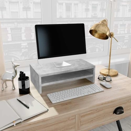 WRJENFSC Monitorständer Betongrau 42x24x13 cm Holzwerkstoff Tv Unterschrank Tv Sideboard Wohnzimmer Tv Schrank Fernsehschrank für Schlafzimmer Wohnstube Inneres Flur von WRJENFSC