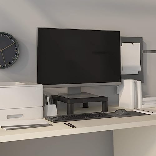 WRJENFSC Monitorständer Schwarz Höhenverstellbar 33,5x34x10,5 cm Fernseherständer mit Stauraum für Schreibtisch und Wohnzimmer von WRJENFSC