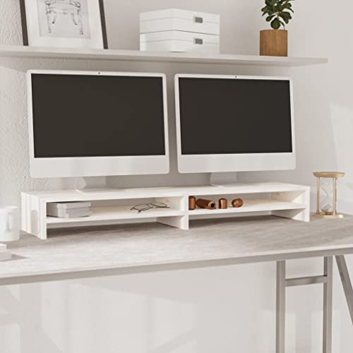 WRJENFSC Monitorständer Weiß 100x24x13 cm Massivholz Kiefer Tv Cabinet for Living Room Tv Sideboard Wohnzimmer Tv Ständer Fernsehschrank für Inneres Wohnstube Flur Schlafzimmer von WRJENFSC