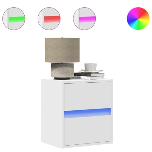 WRJENFSC Nachtisch Betttisch Couchtisch Nachttisch Klein - Wand-Nachttische mit LED-Leuchten 2 STK. Weiß für Wohnzimmer Schlafzimmer Jugendzimmer Büro WRJENFSC Nachtisch Betttisch Couchtisch Nachttisch Klein - Wand-Nachttische mit LED-Leuchten 2 STK. Weiß für Wohnzimmer Schlafzimmer Jugendzimmer Büro von WRJENFSC