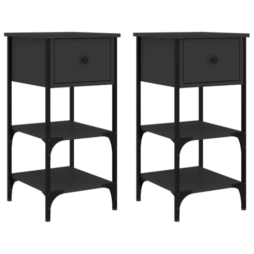 WRJENFSC Nachtkommode Betttisch Couchtisch Kleiner Tisch - Nachttische 2 STK. Schwarz 34x36x70 cm Holzwerkstoff für Schlafzimmer Jugendzimmer Büro Wohnzimmer WRJENFSC Nachtkommode Betttisch Couchtisch Kleiner Tisch - Nachttische 2 STK. Schwarz 34x36x70 cm Holzwerkstoff für Schlafzimmer Jugendzimmer Büro Wohnzimmer von WRJENFSC