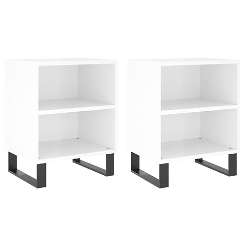 WRJENFSC Nachtschränkchen Bedside Tables Nachtkästchen Coffee Table - Nachttische 2 STK. Hochglanz-Weiß 40x30x50 cm Holzwerkstoff für Schlafzimmer Jugendzimmer Wohnzimmer Büro von WRJENFSC