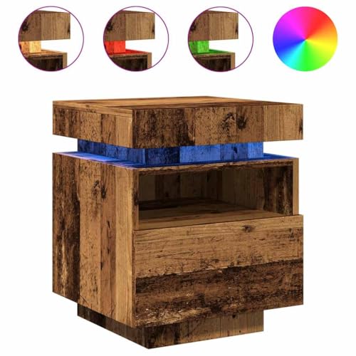 WRJENFSC Nachtschränkchen Schmaler Beistelltisch Nachtschrank Nachtkasten - Nachttische mit LED-Leuchten 2 STK. Altholz-Optik 40x39x48,5 cm für Büro Wohnzimmer Jugendzimmer Schlafzimmer WRJENFSC Nachtschränkchen Schmaler Beistelltisch Nachtschrank Nachtkasten - Nachttische mit LED-Leuchten 2 STK. Altholz-Optik 40x39x48,5 cm für Büro Wohnzimmer Jugendzimmer Schlafzimmer von WRJENFSC