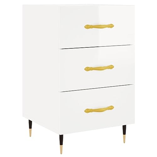 WRJENFSC Nachttischschrank Bedside Tables Nachtkästchen Kleiner Tisch - Nachttisch Hochglanz-Weiß 40x40x66 cm Holzwerkstoff für Wohnzimmer Jugendzimmer Schlafzimmer Büro von WRJENFSC